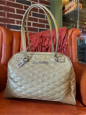 Lux de Ville Metallic Gold Quilted Shoulder Bag